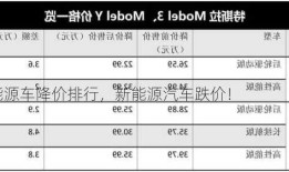 新能源车降价排行，新能源汽车跌价！