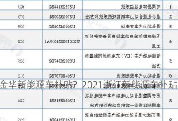 金华新能源车补贴？2021浙江新能源车补贴？