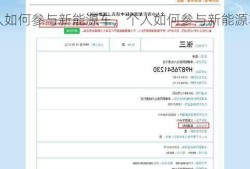 个人如何参与新能源车，个人如何参与新能源车摇号申请！