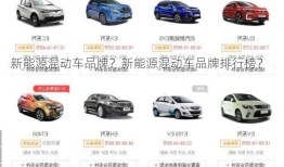 新能源混动车品牌？新能源混动车品牌排行榜？