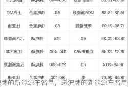 送沪牌的新能源车名单，送沪牌的新能源车名单公布？