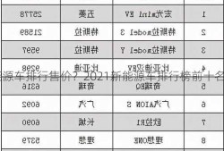 新能源车排行售价？2021新能源车排行榜前十名？