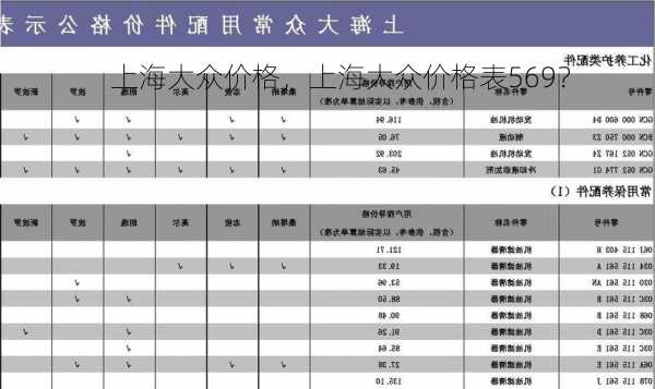 上海大众价格，上海大众价格表569？