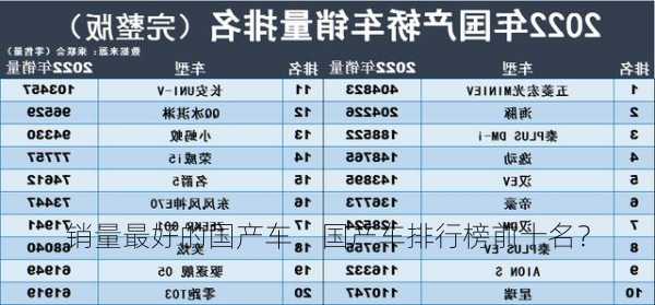 销量最好的国产车，国产车排行榜前十名？