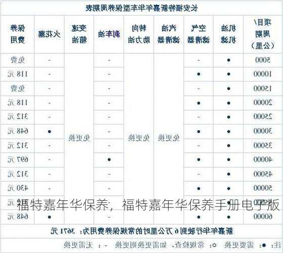 福特嘉年华保养，福特嘉年华保养手册电子版