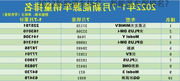 2022新能源车排名，新能源车型排名？