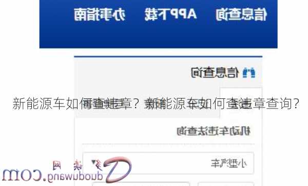新能源车如何查违章？新能源车如何查违章查询？