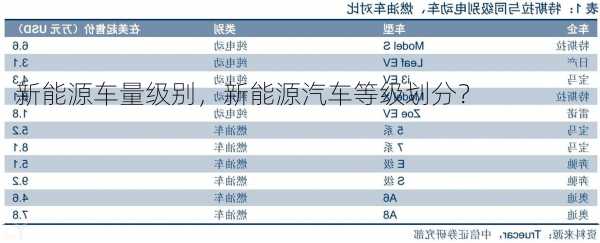 新能源车量级别，新能源汽车等级划分？