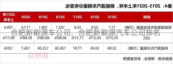 合肥新能源车公司，合肥新能源汽车公司排名