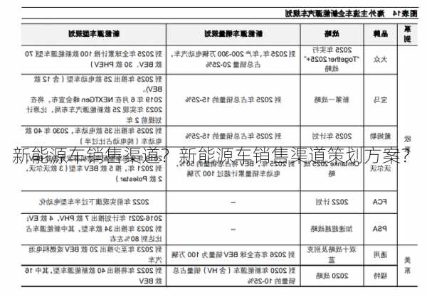 新能源车销售渠道？新能源车销售渠道策划方案？