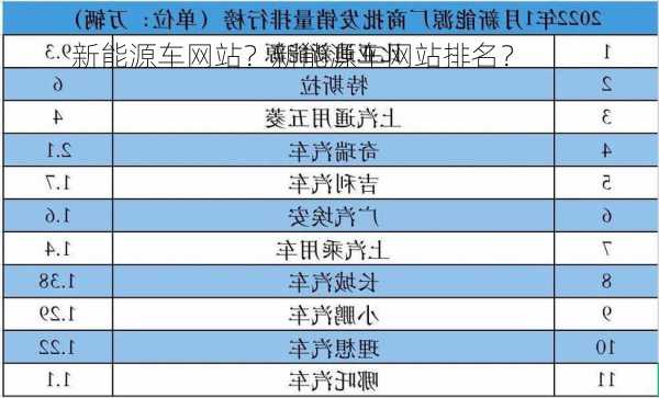 新能源车网站？新能源车网站排名？