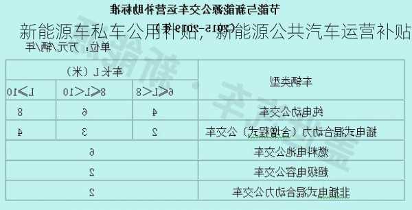 新能源车私车公用补贴，新能源公共汽车运营补贴