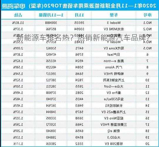 新能源车排名热？热销新能源汽车品牌？