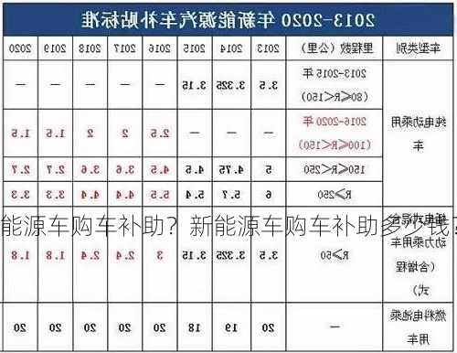 新能源车购车补助？新能源车购车补助多少钱？