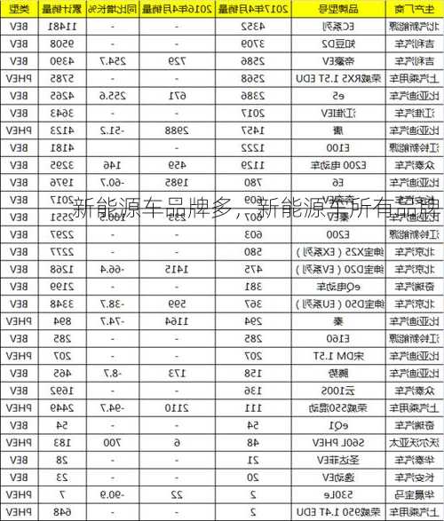 新能源车品牌多，新能源车所有品牌