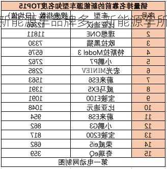 新能源车品牌多，新能源车所有品牌