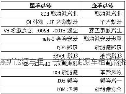 宁德新能源车租，宁德新能源车租赁价格表