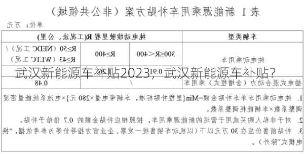 武汉新能源车补贴2023，武汉新能源车补贴？