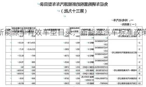 新能源车有效车型目录，新能源汽车标准政策！