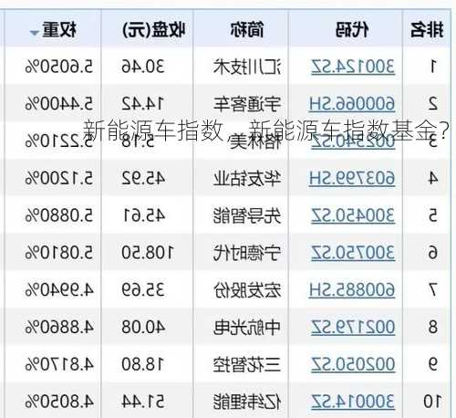 新能源车指数，新能源车指数基金？