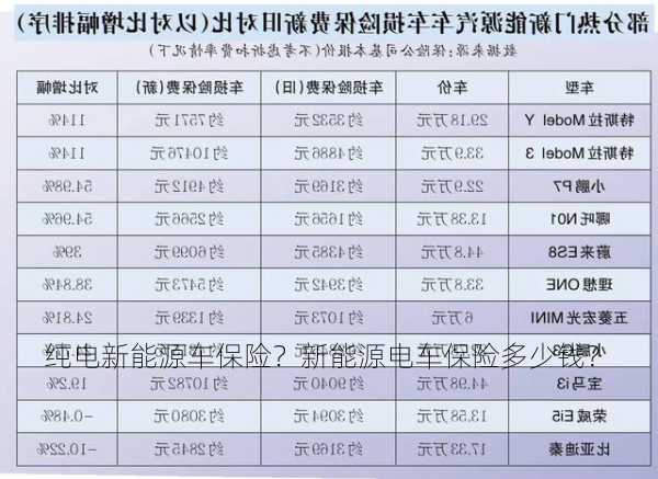 纯电新能源车保险？新能源电车保险多少钱？