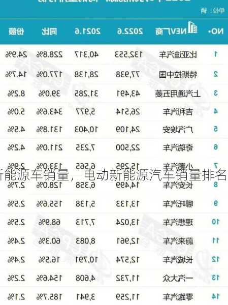 电动新能源车销量，电动新能源汽车销量排名！