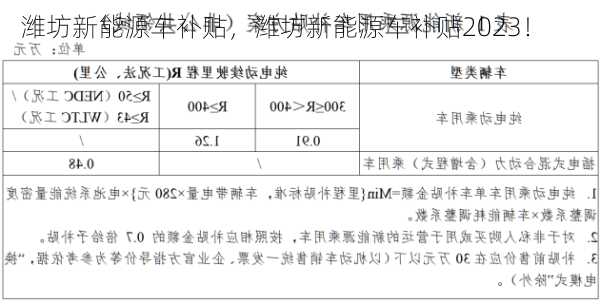 潍坊新能源车补贴，潍坊新能源车补贴2023！