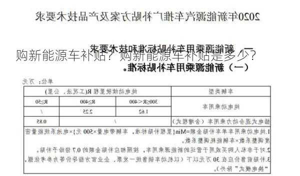 购新能源车补贴？购新能源车补贴是多少？