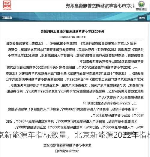 北京新能源车指标数量，北京新能源2022年指标数量