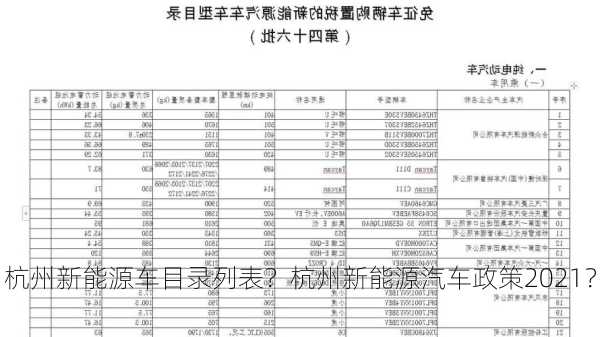 杭州新能源车目录列表？杭州新能源汽车政策2021？