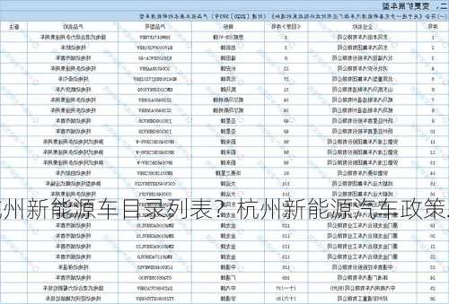 杭州新能源车目录列表？杭州新能源汽车政策2021？