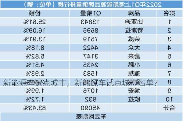 新能源车试点城市，新能源车试点城市名单？