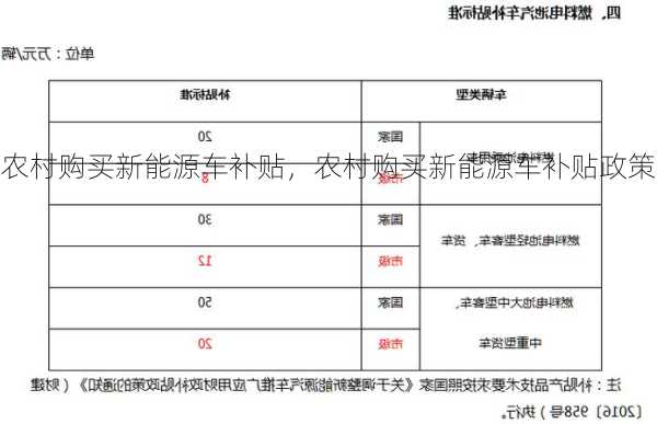 农村购买新能源车补贴，农村购买新能源车补贴政策