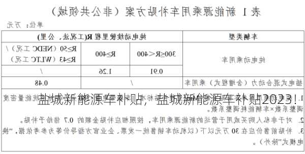 盐城新能源车补贴，盐城新能源车补贴2023！