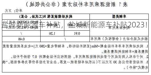 盐城新能源车补贴，盐城新能源车补贴2023！