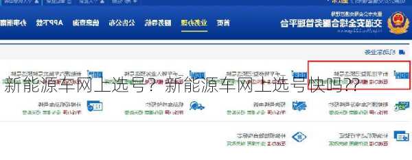 新能源车网上选号？新能源车网上选号快吗?？