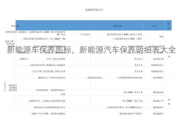 新能源车保养图标，新能源汽车保养明细表大全