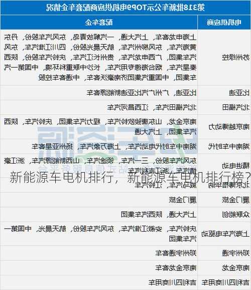 新能源车电机排行，新能源车电机排行榜？