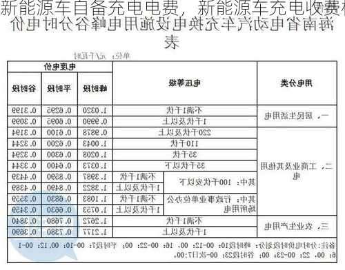 新能源车自备充电电费，新能源车充电收费标准