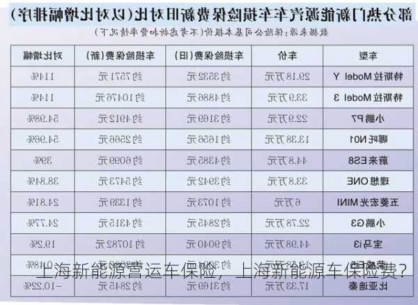 上海新能源营运车保险，上海新能源车保险费？