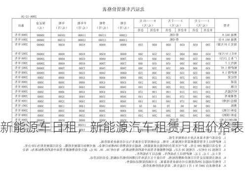 新能源车日租，新能源汽车租赁月租价格表