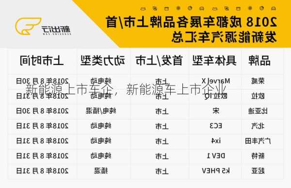 新能源上市车企，新能源车上市企业