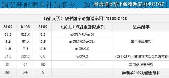 购买新能源车补贴多少，购买新能源车补贴多少钱！