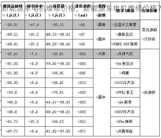 新能源车电机维修价格，新能源车电机维修价格？