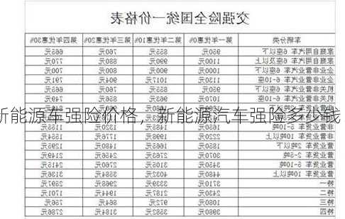 新能源车强险价格，新能源汽车强险多少钱！