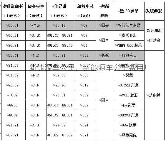 新能源车公里，新能源车公里费用！