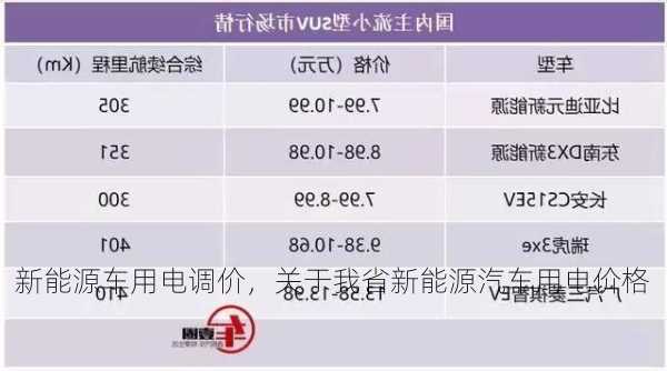 新能源车用电调价，关于我省新能源汽车用电价格