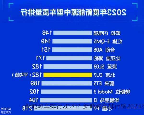 新能源车排行2020？新能源车排行榜2023？